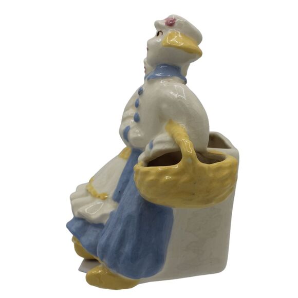 Vintage Ceramic Goldammer Dutch Boy Girl with Basket Flower Pottery Planter Vase - Picture 5 of 7